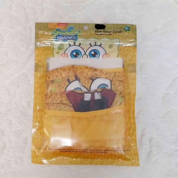 Nickelodeon Other - Nickelodeon SpongeBob SquarePants Face Mask Pack of 2 Ages 2 and Up New OOS